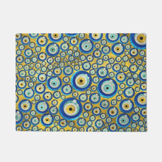 Griechisches blaues GlasBlicks-Amulett-Muster Fußmatte (Vorderseite)