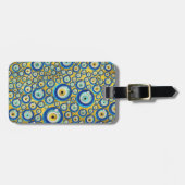 Griechisches blaues GlasBlicks-Amulett-Muster Gepäckanhänger (Vorderseite horizontal)