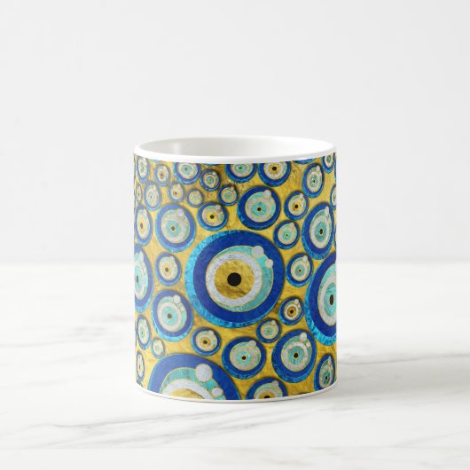 Griechisches blaues GlasBlicks-Amulett-Muster Kaffeetasse (Mittel)