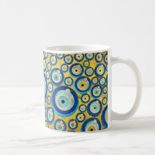 Griechisches blaues GlasBlicks-Amulett-Muster Kaffeetasse (Rechts)