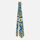 Griechisches blaues GlasBlicks-Amulett-Muster Krawatte (Rückseite)