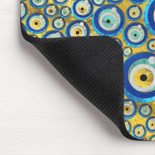 Griechisches blaues GlasBlicks-Amulett-Muster Mousepad (Ecke)
