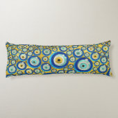 Griechisches blaues GlasBlicks-Amulett-Muster Seitenschläferkissen (Rückseite)