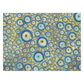 Griechisches blaues GlasBlicks-Amulett-Muster Tischdecke (Vorderseite (Horizontal))