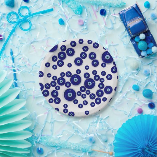 Griechisches blaues GlasBlicks-Amulett Pappteller (Party)