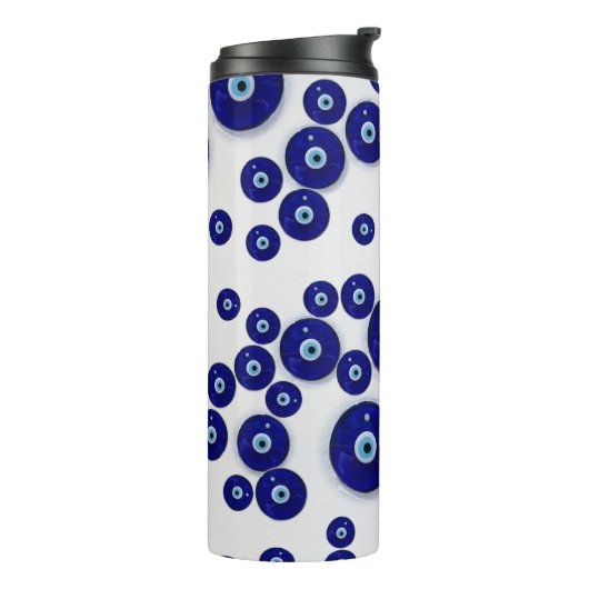 Griechisches blaues GlasBlicks-Amulett Thermosbecher (Nach links gedreht)