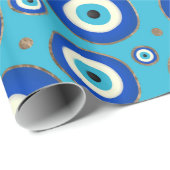 Griechisches Blicksmuster mit goldenen Akzenten Geschenkpapier (Rolleneckpunkt)