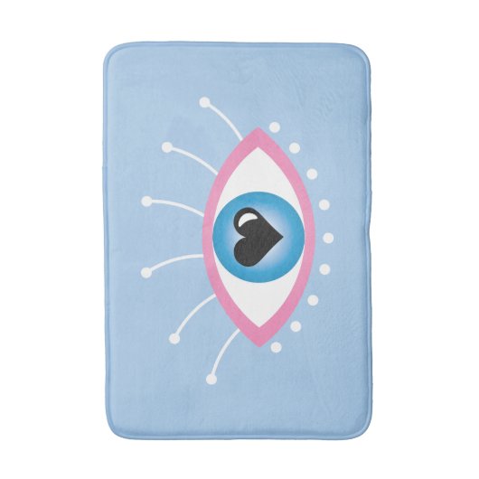 Griechisches böse Auge mit Augenlider rosa Blau Badematte (Vorderseite Vertikal)