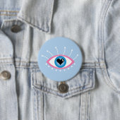 Griechisches böse Auge mit Augenlider rosa Blau Button (Beispiel)