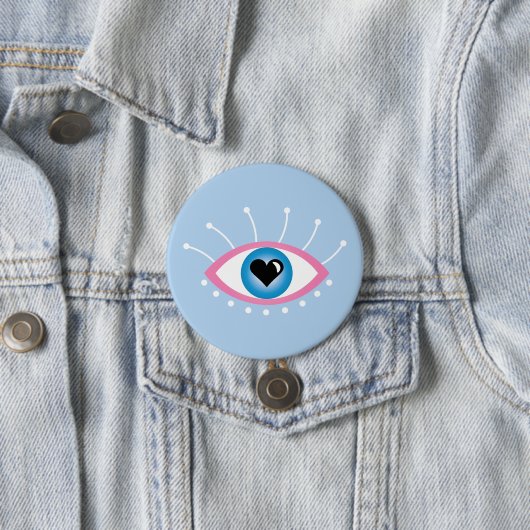 Griechisches böse Auge mit Augenlider rosa Blau Button (Beispiel)