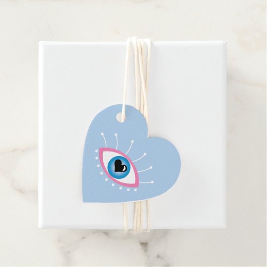 Griechisches böse Auge mit Augenlider rosa Blau Geschenkanhänger (Beispiel)