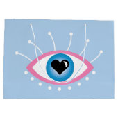 Griechisches böse Auge mit Augenlider rosa Blau Große Geschenktüte (Rückseite)