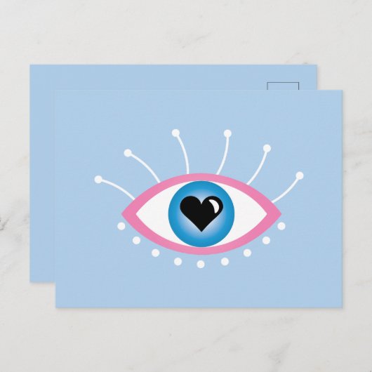 Griechisches böse Auge mit Augenlider rosa Blau Postkarte (Vorne/Hinten)