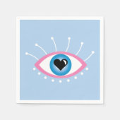 Griechisches böse Auge mit Augenlider rosa Blau Serviette (Vorderseite)