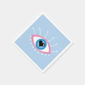 Griechisches böse Auge mit Augenlider rosa Blau Serviette (Ecke)