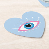 Griechisches böse Auge mit Augenlider rosa Blau Untersetzer (angewinkelt)