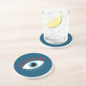 Griechisches Böse Eye Red Eyelashes Getränkeuntersetzer (Seite)