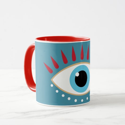 Griechisches Böse Eye Red Eyelashes Tasse (Vorderseite Links)