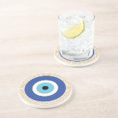 Griechisches böses Auge auf griechischer Ebene Getränkeuntersetzer (Seite)