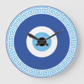 Griechisches böses Auge auf griechischer Ebene Große Wanduhr (Vorderseite)