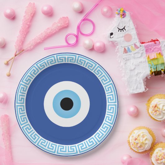 Griechisches böses Auge auf griechischer Ebene Pappteller (Party)