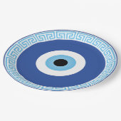 Griechisches böses Auge auf griechischer Ebene Pappteller (Schrägansicht)
