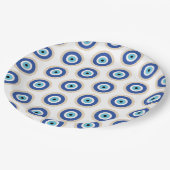 Griechisches böses Auge auf griechischer Ebene Pappteller (Schrägansicht)