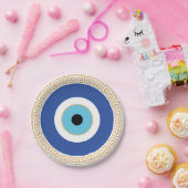 Griechisches böses Auge auf griechischer Ebene Pappteller (Party)