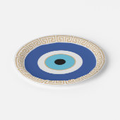 Griechisches böses Auge auf griechischer Ebene Pappteller (Schrägansicht)