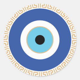 Griechisches böses Auge auf griechischer Ebene Runder Aufkleber