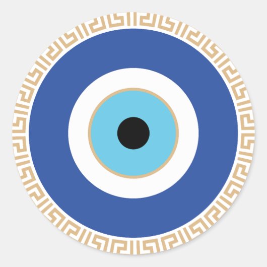 Griechisches böses Auge auf griechischer Ebene Runder Aufkleber (Vorderseite)