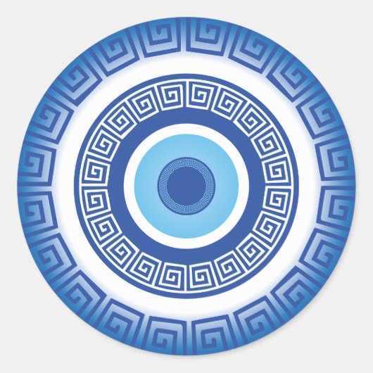 Griechisches böses Auge auf griechischer Ebene Runder Aufkleber (Vorderseite)