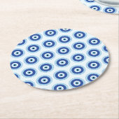 Griechisches böses Auge auf griechischer Ebene Runder Pappuntersetzer (Angewinkelt)