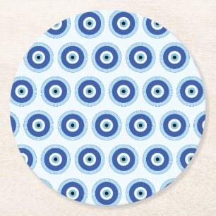 Griechisches böses Auge auf griechischer Ebene Runder Pappuntersetzer