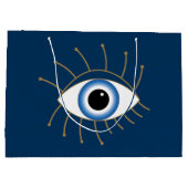 Griechisches böses Auge, blaues weißes Gold Große Geschenktüte (Rückseite)