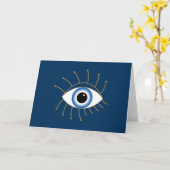 Griechisches böses Auge, blaues weißes Gold Karte (Gelbe Blume)