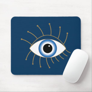 Griechisches böses Auge, blaues weißes Gold Mousepad