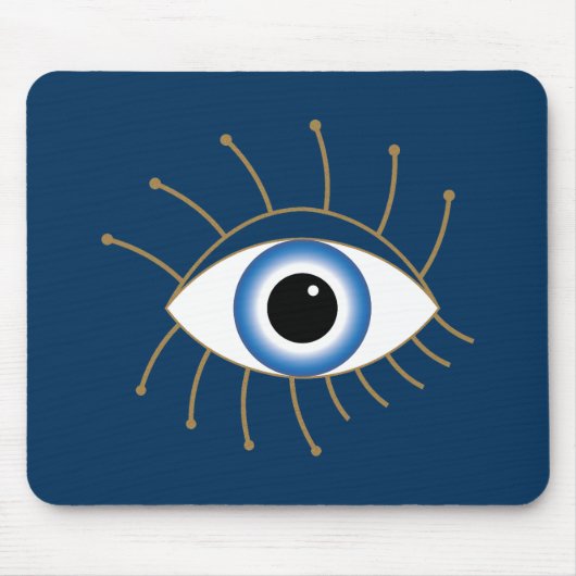 Griechisches böses Auge, blaues weißes Gold Mousepad (Vorne)