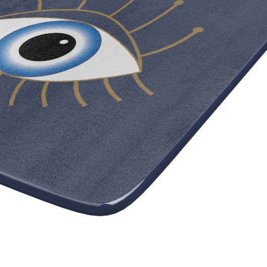 Griechisches böses Auge, blaues weißes Gold Schneidebrett (Ecke)