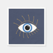 Griechisches böses Auge, blaues weißes Gold Serviette (Vorderseite)