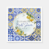 Griechisches Brautparty Blue Tiles Lemons Serviette (Vorderseite)