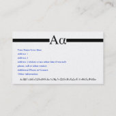 Griechisches Buchstabe-Alpha fertigen Visitenkarte (Rückseite)