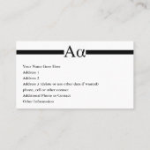 Griechisches Buchstabe-Alpha fertigen Visitenkarte (Rückseite)