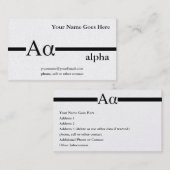 Griechisches Buchstabe-Alpha fertigen Visitenkarte (Vorne/Hinten)