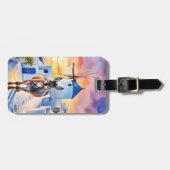 Griechisches Design mit Windmühle und Donkey Gepäckanhänger (Vorderseite horizontal)