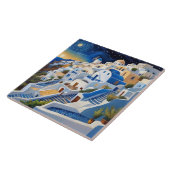 Griechisches Dorf an der Hillside mit Windmühle - Fliese (Seite)