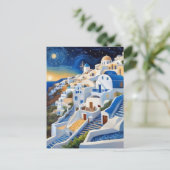 Griechisches Dorf auf der Hill-Seite mit Windmühle Postkarte (Stehend Vorderseite)