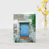 Griechisches Dorf Blue Door Karte (Gelbe Blume)