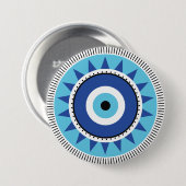 Griechisches Evil Eye Blau Button (Vorne & Hinten)
