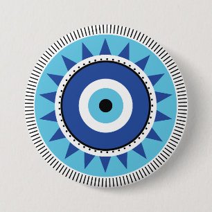 Griechisches Evil Eye Blau Button